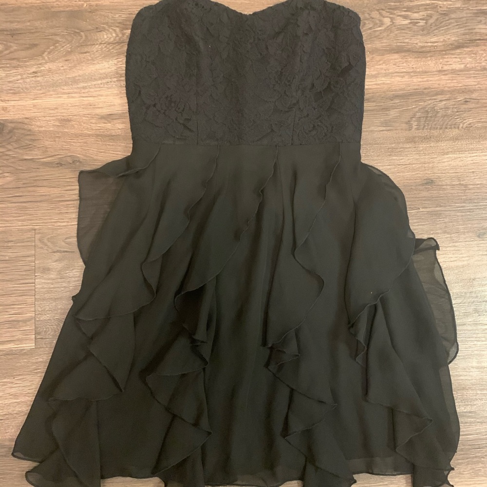 Black ruffle and lace dress